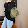 Casual Women Drawstring Bag Portable Solid Color Shoulder Bag Phone Crossbody Purse  Daily Use