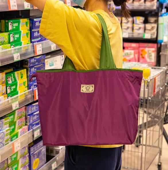 Eco-Friendly Large Waterproof Foldable Drawstring Shopping Shoulder Bag