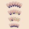 French Wear Nails Polka Dot Contrasting Almond Nails 3D Three-dimensional Flower Fake Nails Finished Nails