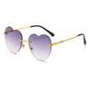 New Women's Heart-Shaped Rimless Metal Sunglasses - Trendy European and American Fashion
