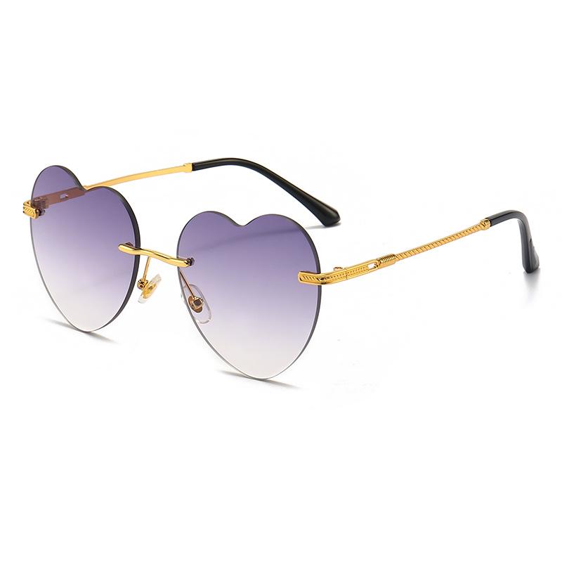 New Women s Heart-Shaped Rimless Metal Sunglasses - Trendy European and American Fashion