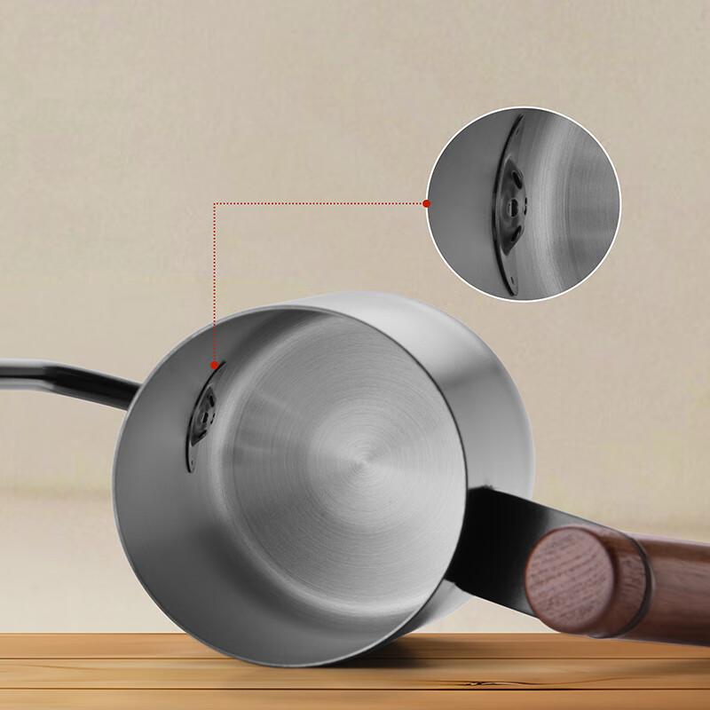 CLITON 304 Stainless Steel Pour-Over Coffee Maker with Wooden Handle, Travel Office Home Use Long Spout Thin Mouth Coffee Pot with Lid