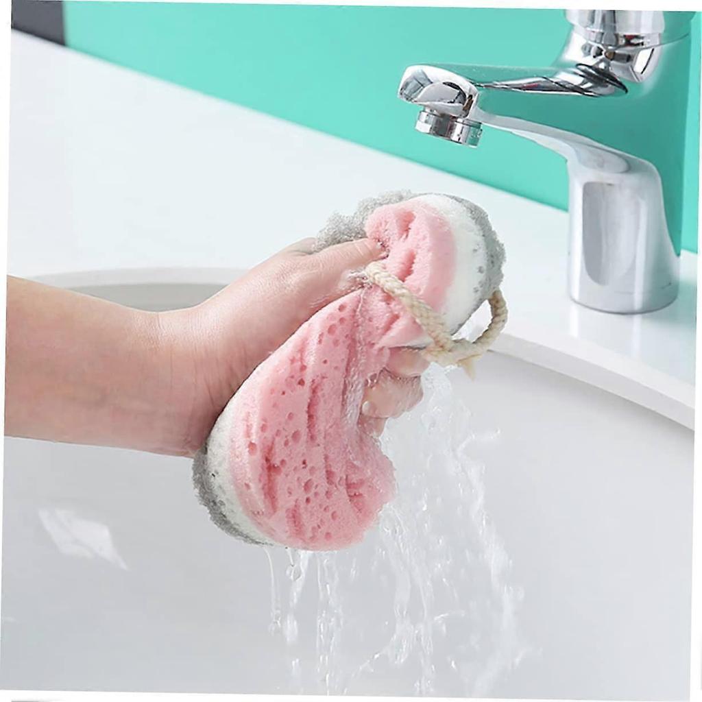 6pcs Soft Exfoliating Bath Sponge for Adults, Three Layer Shower Scrubber with Fast Drying Lanyard