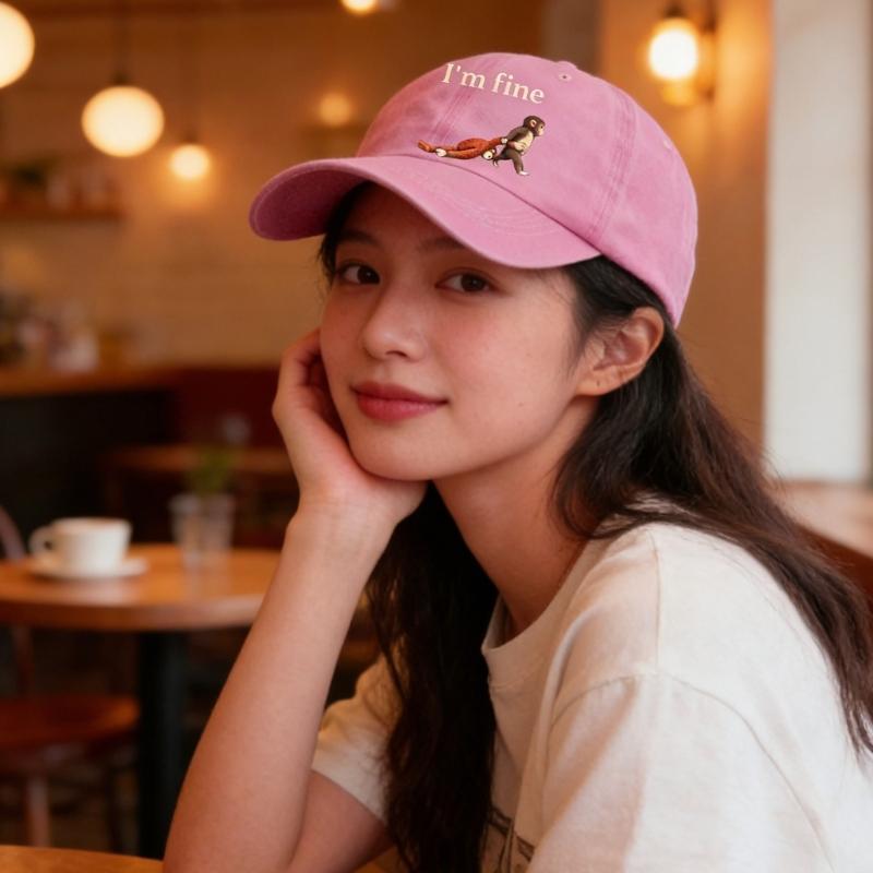 Punch Monkey Print Baseball Cap For Men And Women Unisex Adjustable Wash Cotton Sun Hat With Cartoon Pattern Daily Wear