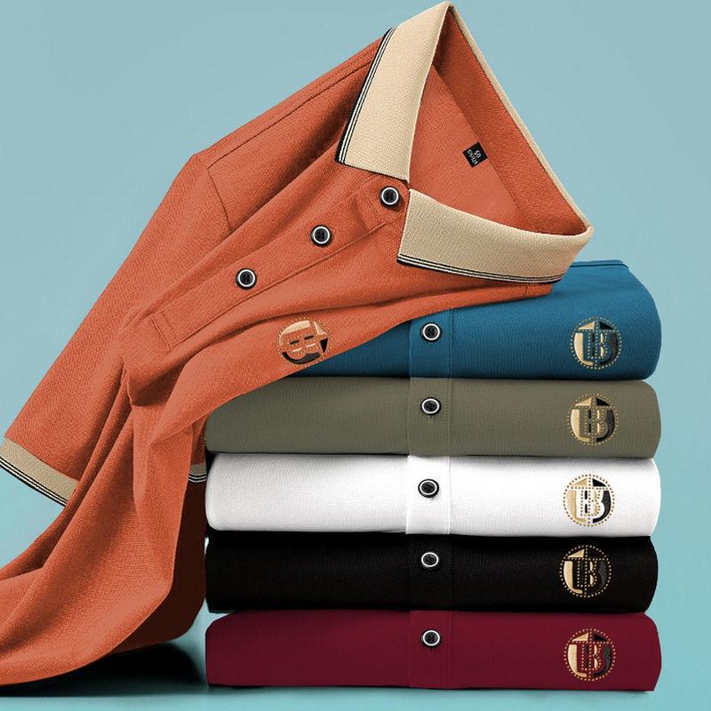 Pánské tričko s krátkým rukávem slim-fit s límečkem - Trendy korejský styl jednobarevný letní top