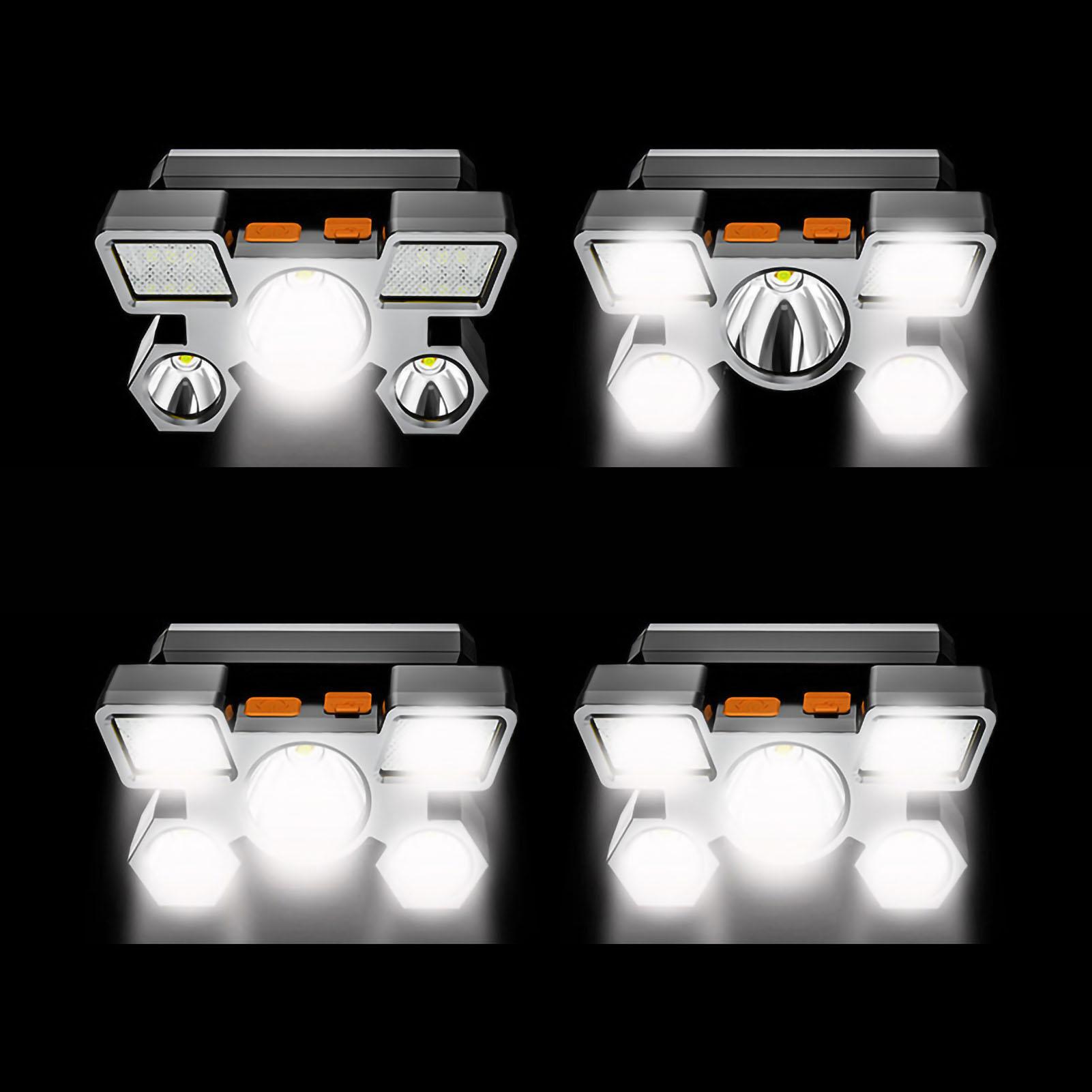 

Светодиодный налобный фонарь USB Перезаряжаемый 5 Вт Водонепроницаемый 5 Голов Налобный фонарь для Кемпинга на Открытом воздухе Приключений Пеших походов