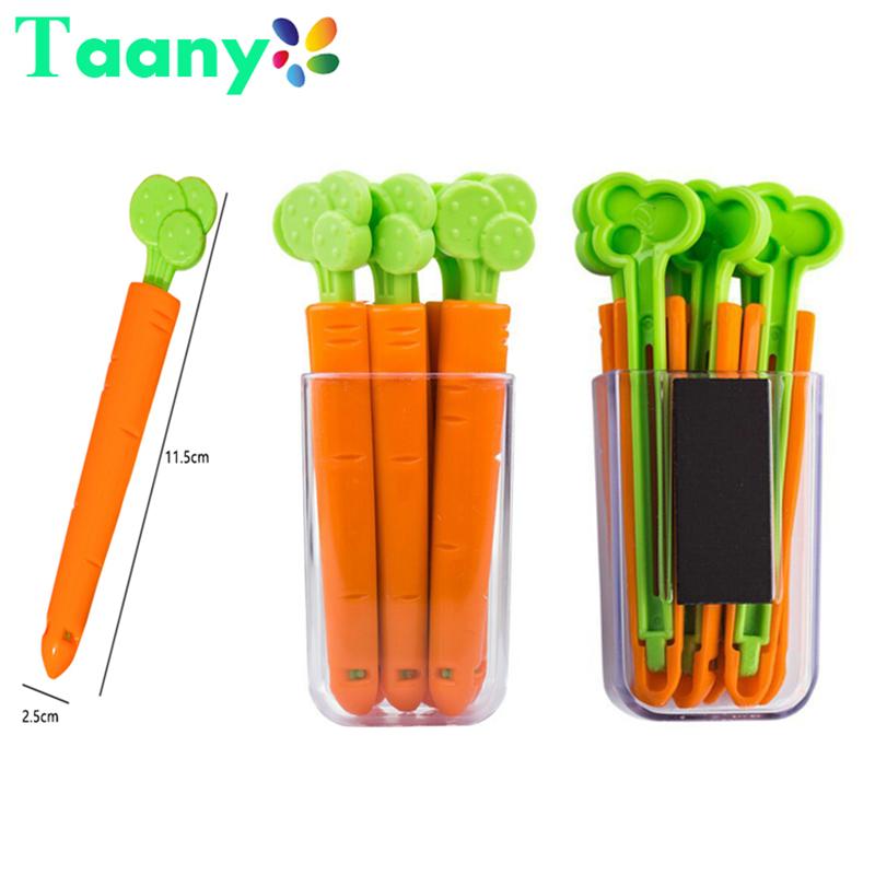5PC Sealing Tongs Food Bag Closure Clip Cartoon Carrot Shape Moisture-Proof Clamp Fresh Keeping Sealing Clip Kitchen Accessories