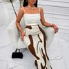 Women Fishtail Skirt Zebra Pattern Hip-Covering Maxi Skirt High Waist Office Lady Long Skirt