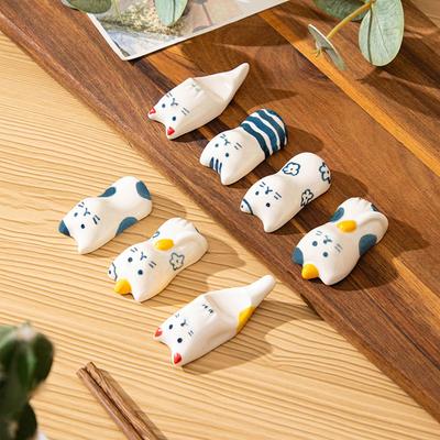 Porte-baguettes en céramique créatif chat japonais Ménage Peint à la main Mignon Haute valeur Vaisselle Porte-cuillère Ornement Porte-baguettes Porte-baguettes