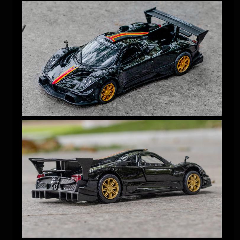 1:32 Scale Diecast Car Pagani Zonda Revolution Super Sport Car Metal Model, With Light Sound Pull Back Vehicle Toys Collection