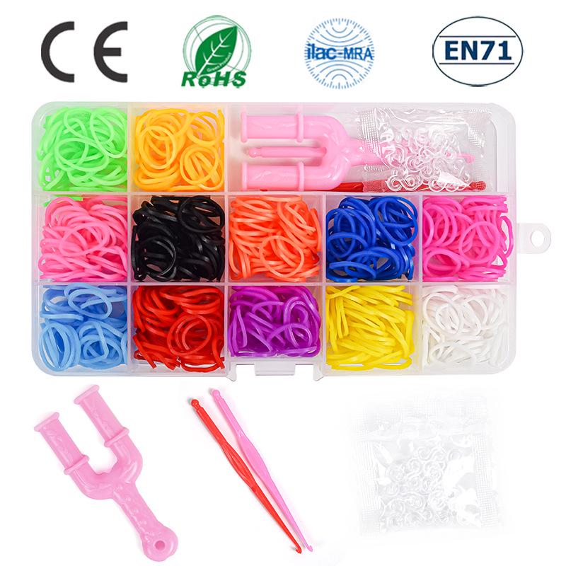 Rainbow Handmade DIY Rubber Band Bracelet Weaving Kit with 15 Grids