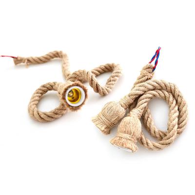 Hemp Rope Electric Wire Lamp Holder Cord DIY E27 Bulb Pendant Light Industrial Light Decorative for Party Hotel