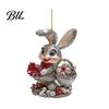 Seasonal Decorative Hanging Rabbit Easter Bunny Acrylic Pendant, Cute with Basket, 2D Car for Home Window Rearview Mirror Ornament, Bag Keychain