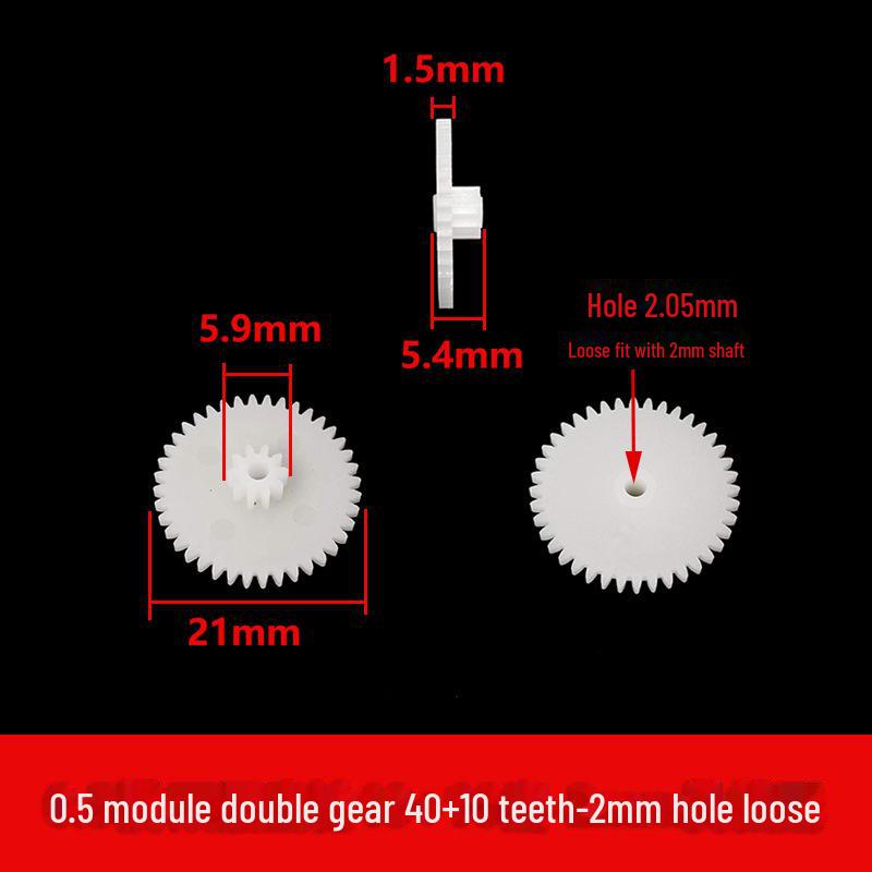 Dwuwarstwowa plastikowa przekładnia zębata o module 0,5, 40-56 zębów, konstrukcja z podwójną redukcją
