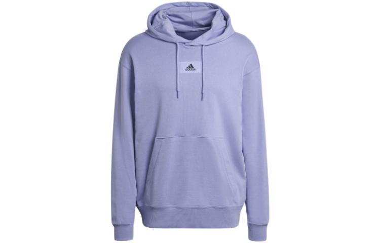 Adidas Sweatshirts Men s Light Blue Purple Hooded Moderate Regular HE4360 XS