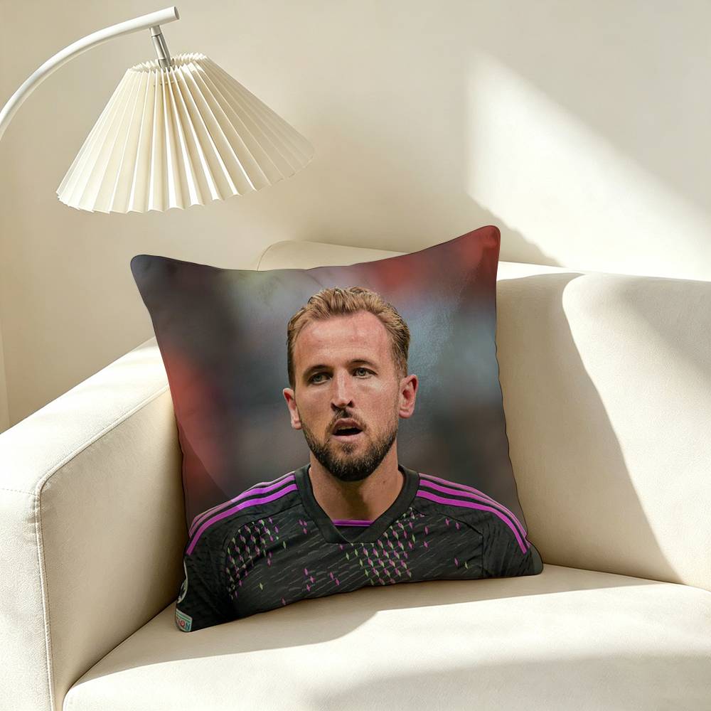 H-Harry Kane Football Player Square Double-Sided printed Pillow Case Bedroom Bedside Pillow Sofa Cushion Cover