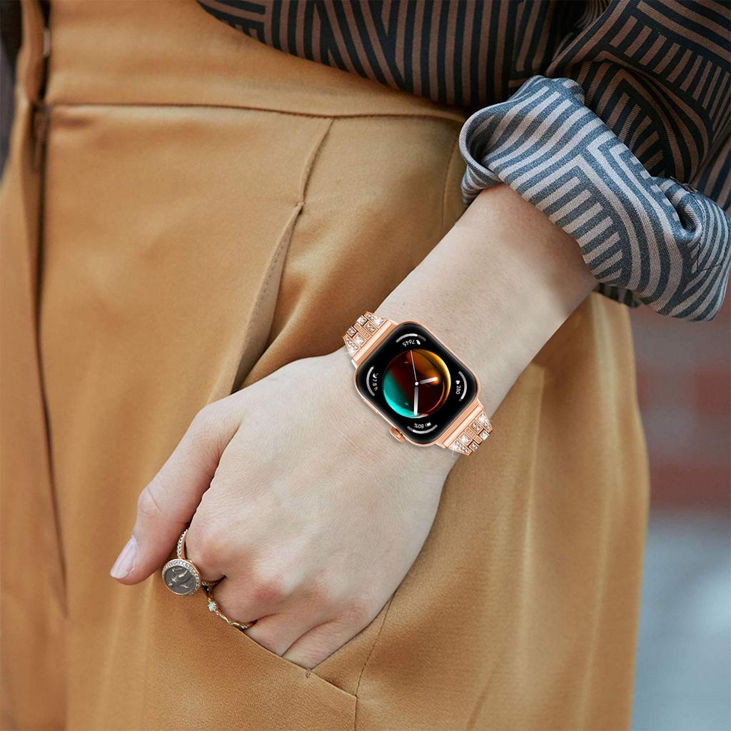 Pro Huawei Watch Fit 3 kovový pásek zdobený kamínky chytré hodinky popruh na zápěstí