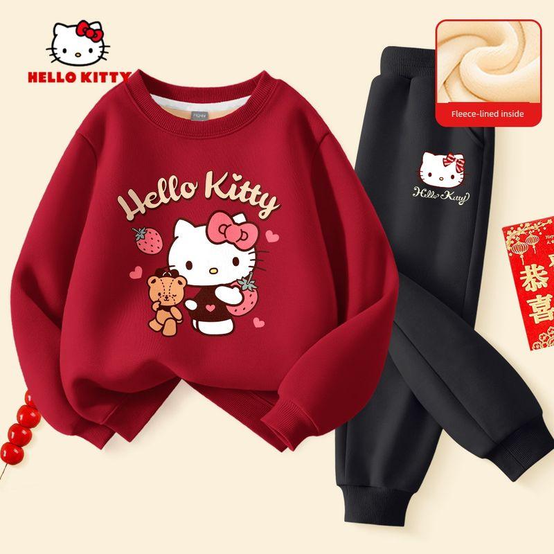 Hellokitty Girls' Winter Clothing Set 2025 New Fashionable and Stylish Children's Clothes for New Year Celebrations and New Year Greetings