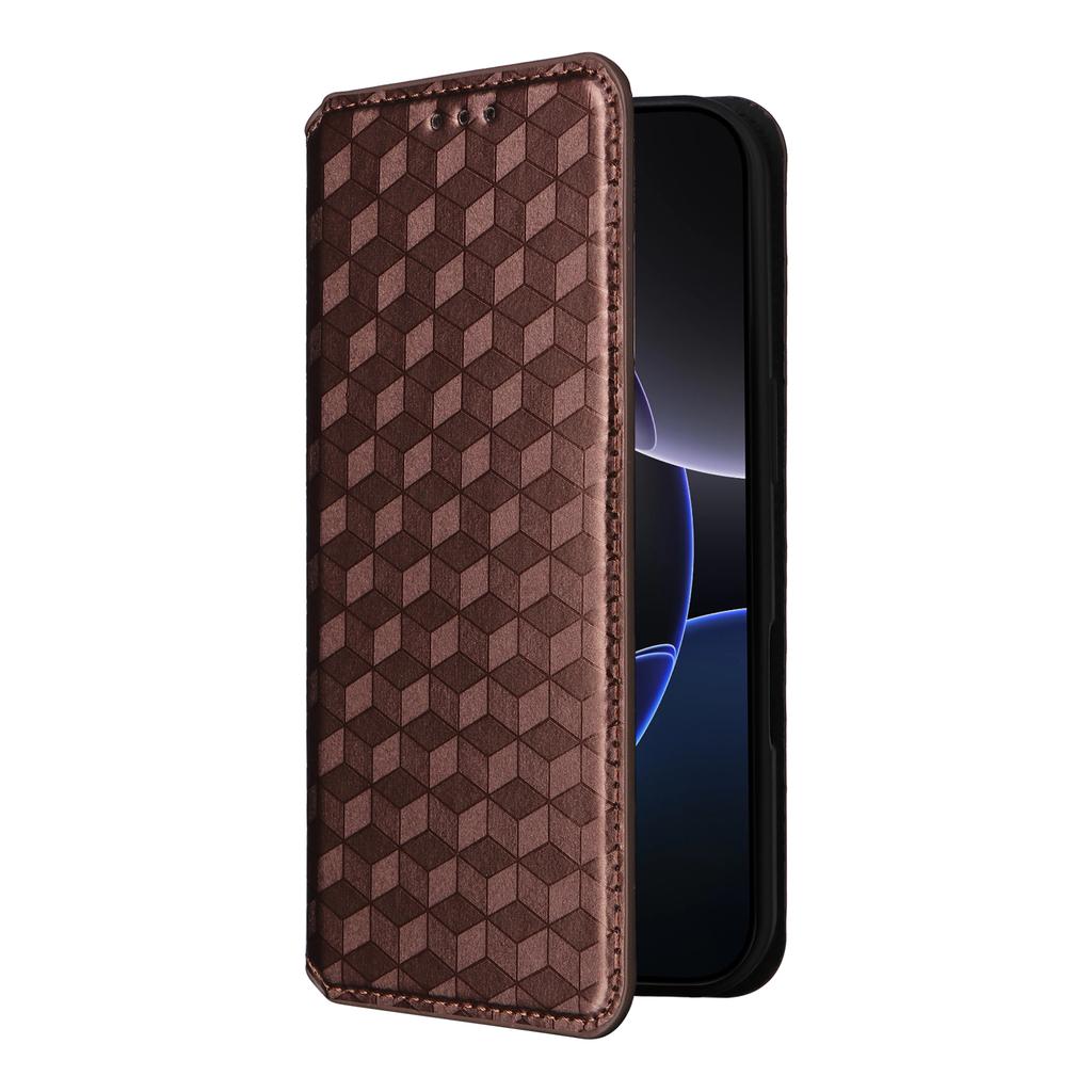 For iPhone 16 Pro Max Wallet Case Rhombus Imprinted Leather Phone Cover
