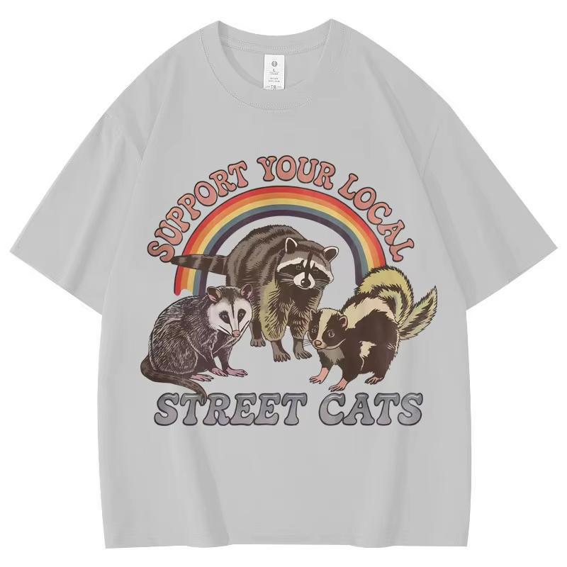 Vintage Funny Racoon Meme Graphic T Shirts Men Women Clothing Fashion Short Sleeve T-shirt Summer Casual Pure Cotton T-shirts