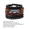 4Pcs/Set Men Fashion Adjustable Faux Leather Braided Rope Believe Letters Beaded Bracelet