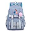 Cute Girl Backpack For School With Stitch Print And Checkered Patchwork Design For Middle School Students