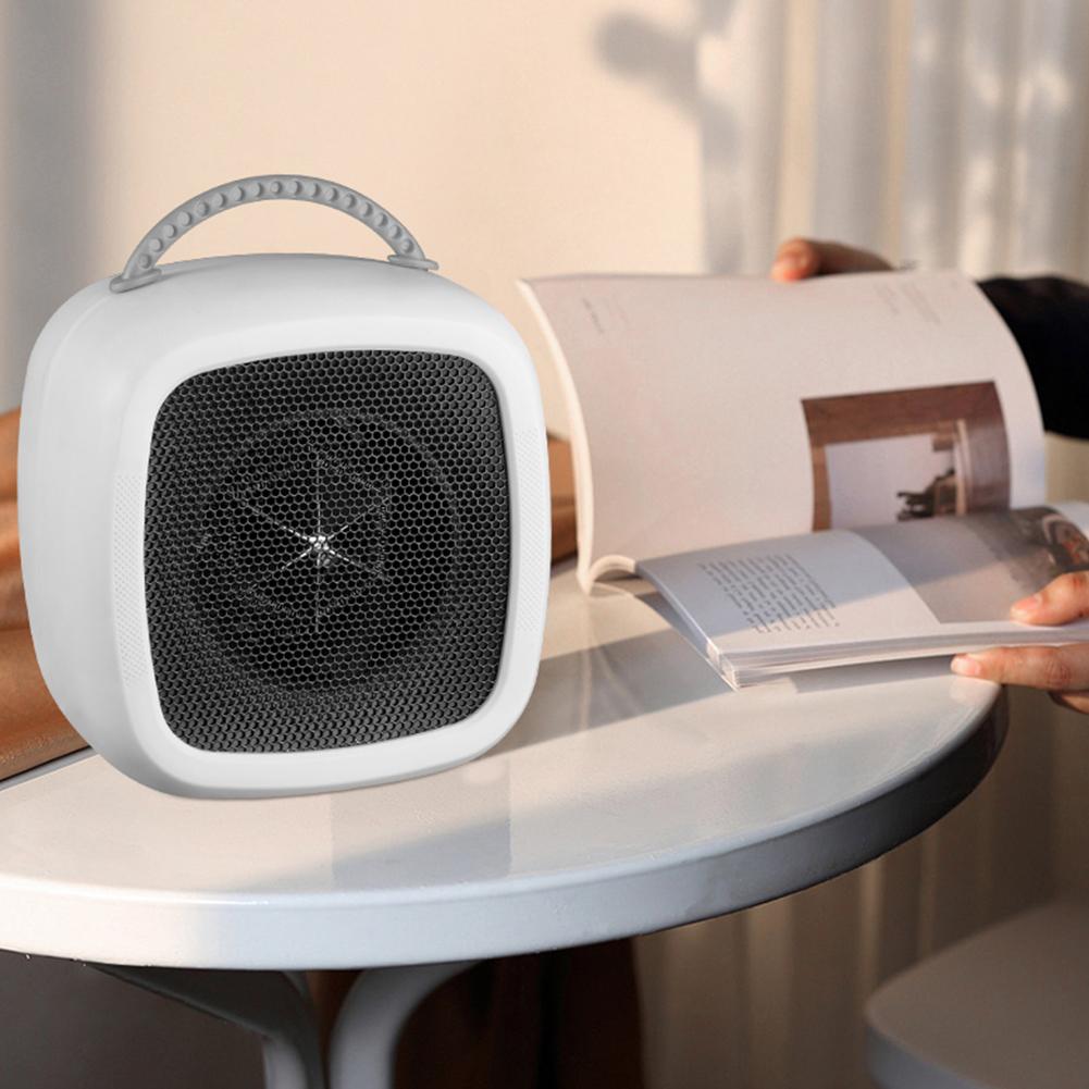 Mini Desktop Heater Fall Proof with Handle Desktop Fan Heater Portable Heating Warm Air Blower Power Failure Protection for Home