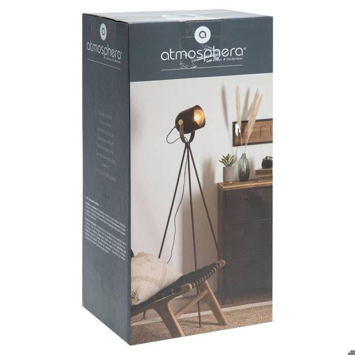 Lampadaire trépied "Bil" métal noir H136cm - Atmosphera createur d'interieur