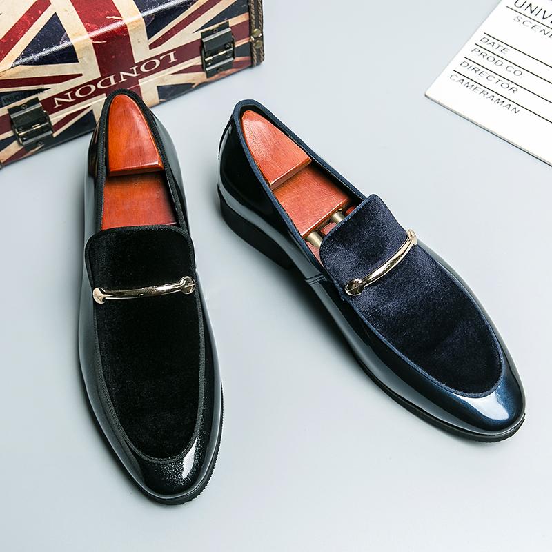 

Новые повседневные деловые мужские кожаные туфли для ходьбы, модные, большие размеры, четыре сезона, мужские туфли-лоферы без застежек -46 46 синий
