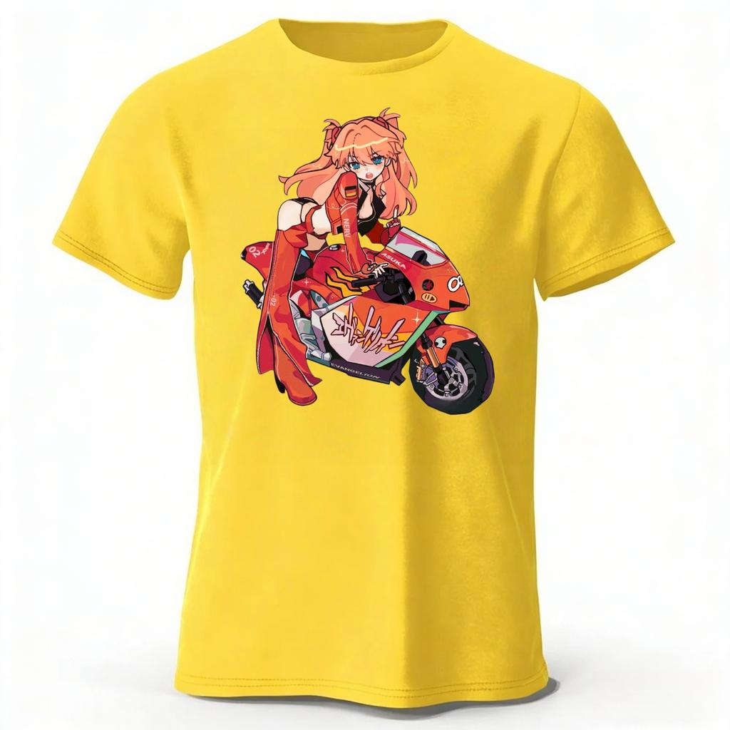Fashionable Motorcycle Girl Printed Cotton Short Sleeves Summer Men's Soft Comfortable Oversized Loose Short Sleeves Top