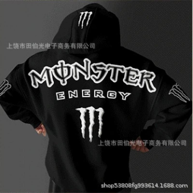 Mens Hooded Sweatshirt With Demon Print Loose Fit Warm Winter Casual Streetwear