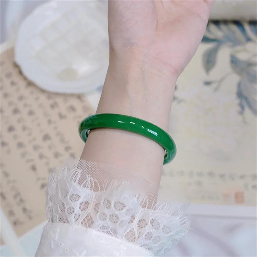 Green White Bracelet Elegant Gift Chinese Temperament Minimalist Popular Retro Charm Ink Round Bracelet Daily Simple Jewelry