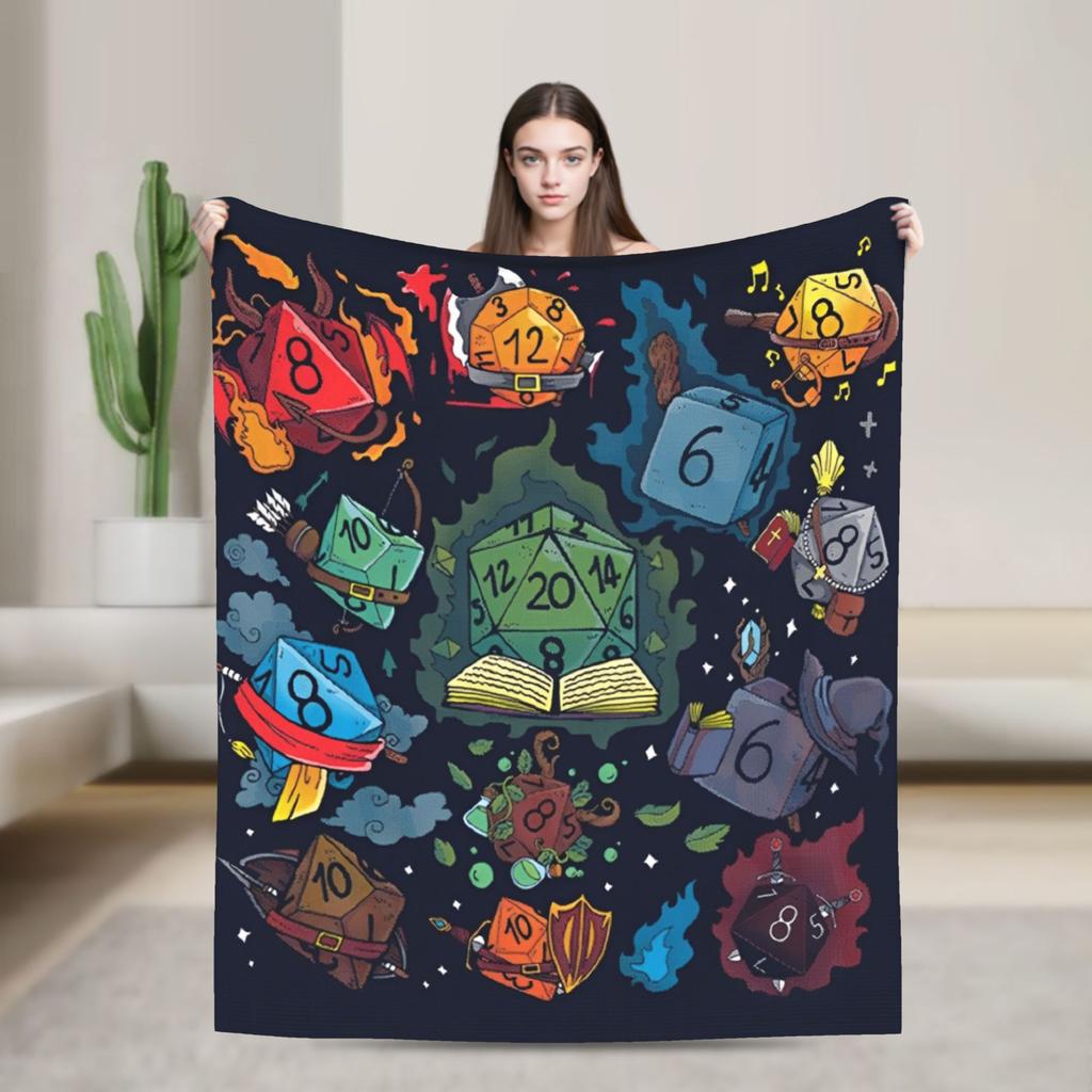 DND Flannel Throw Blanket Role-Playing Game Blankets for Bedding Outdoor Super Warm Bedroom Quilt