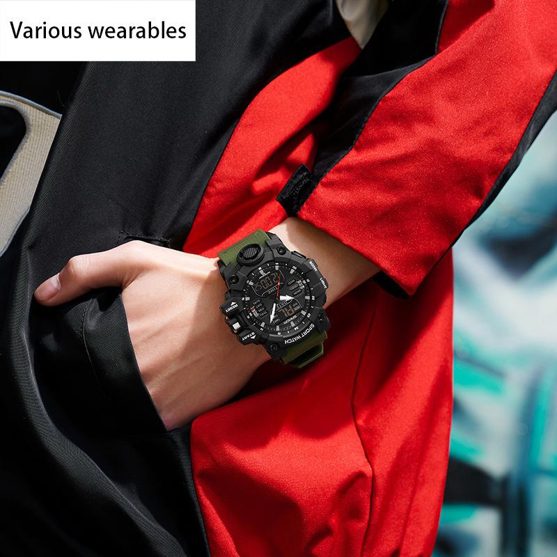 Glow-in-the-dark Electronic Alarm Clock Multi-functional Men's Watch Fashion Trend Korean Waterproof Transparent Watch