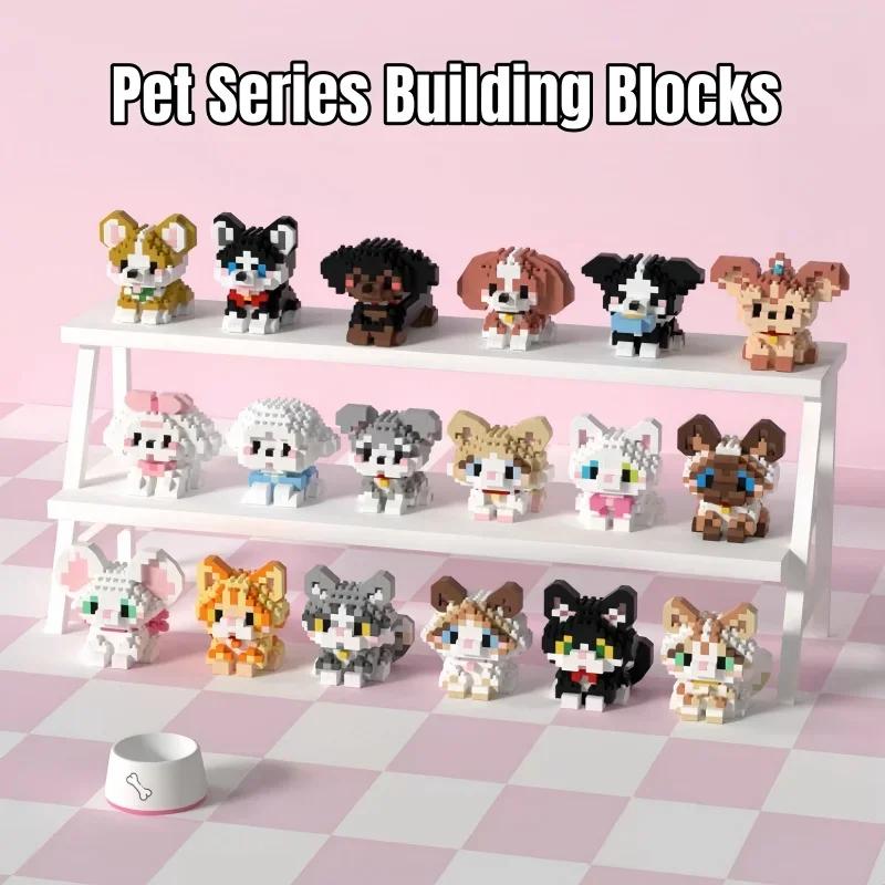 Mini Micro Assembled Building Blocks for Kids Cartoon Pet Puppy Puzzle Assembling Bricks Toys Table Decoration Children Gifts