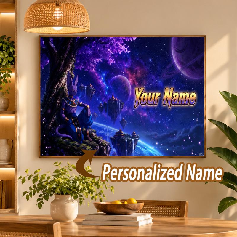 Beerus Custom Name Diamond Painting Personalized 5D Full Drill DIY Diamond Art Home Decor