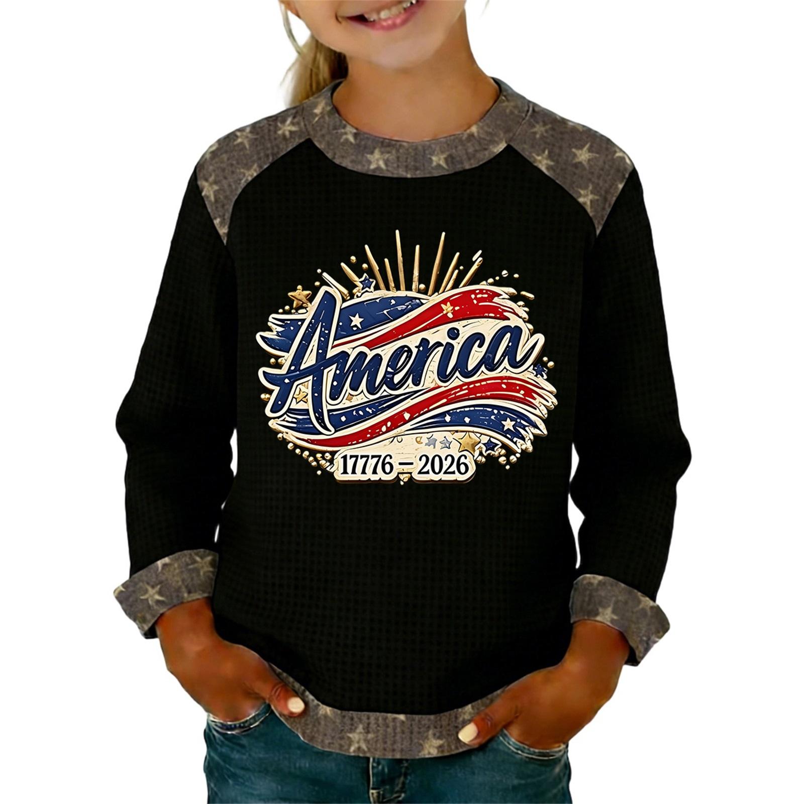Children s Fashionable  Comfortable  Casual Long-Sleeve Printed Top 130 чёрный