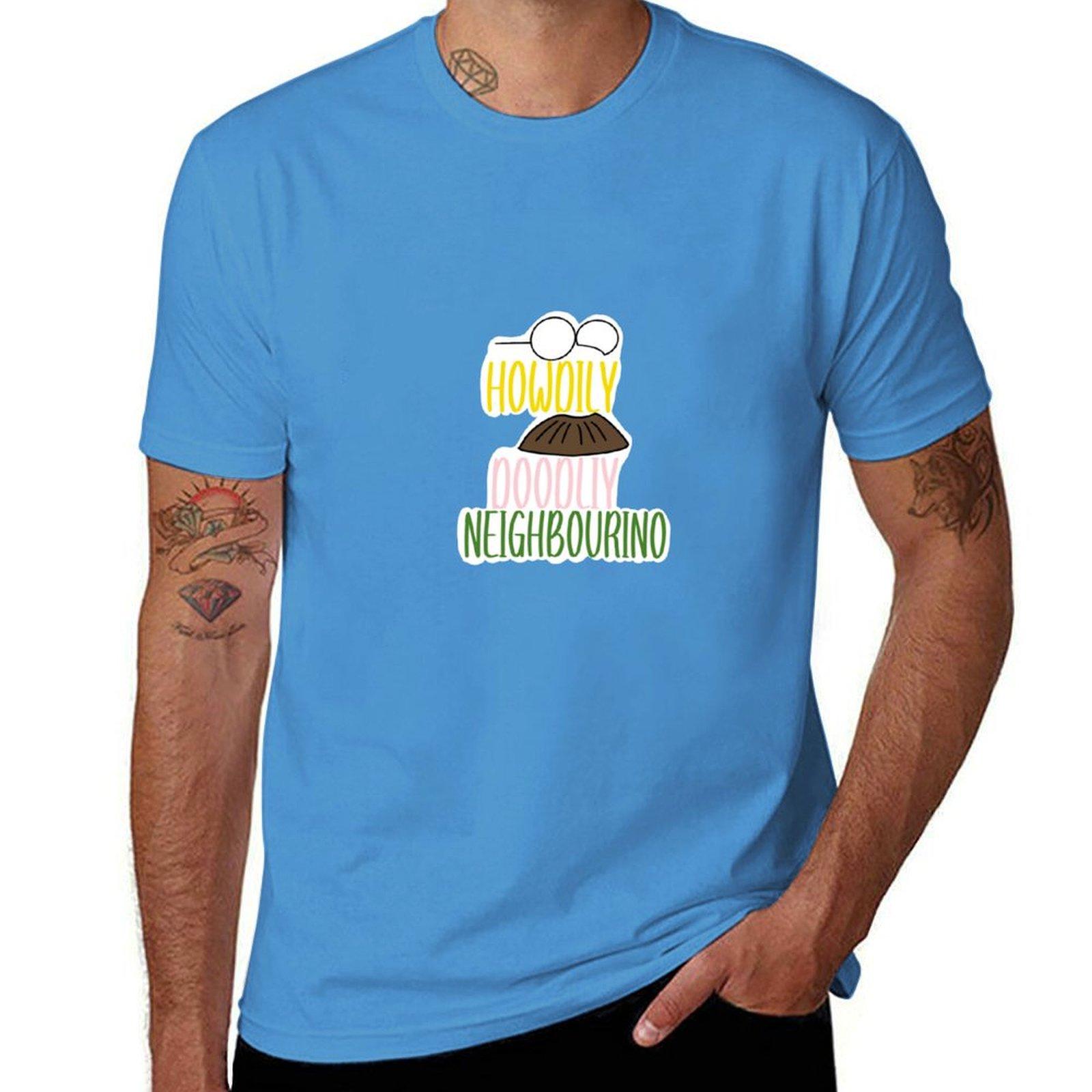 Ned Flanders Sticker Tshirt blacks oversizeds Short sleeve tee heavyweights Tshirts for men cotton S