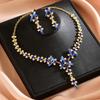 Exaggerated Atmospheric Crystal Necklace Earrings Set, Bridal Wedding Alloy Set Chain Women'S Accessories