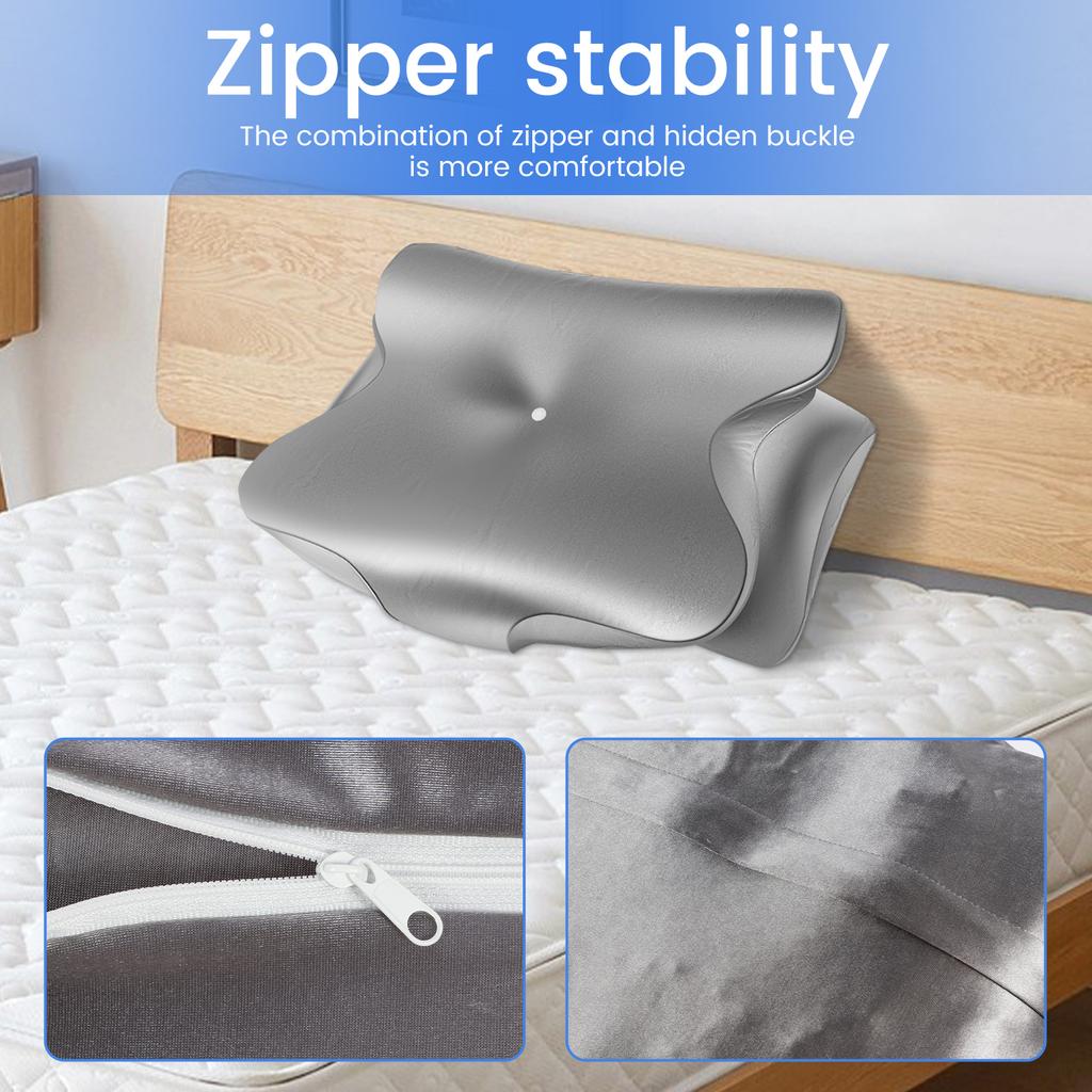 Butterfly Shaped Pillowcase Imitation Silk Cervical Neck Pillow Cover with Zipper Smooth Comfortable Contour Pillow Case Cover