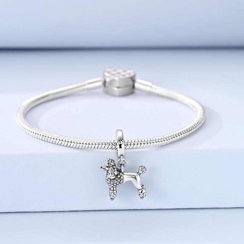 Niedliche Haustiere Hund Anhänger Perle 925 Silber CZ Zirkon Golden Retriever Teddy Welpe Anhänger Passend für Original Armband DIY Schmuck