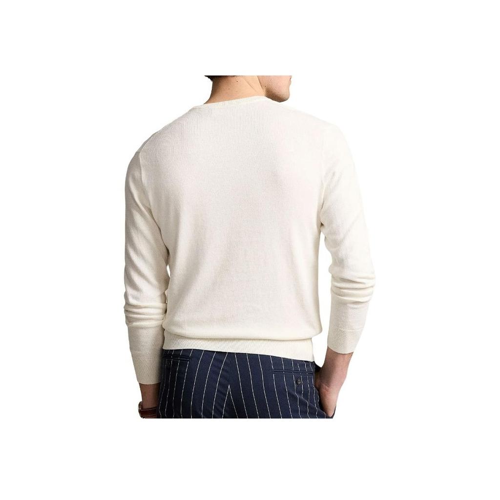 Polo Ralph Lauren SS25 Pony Embroidered Cotton Crew Neck Long Sleeve Knit Sweater Men Sweater Beige 710907256-005