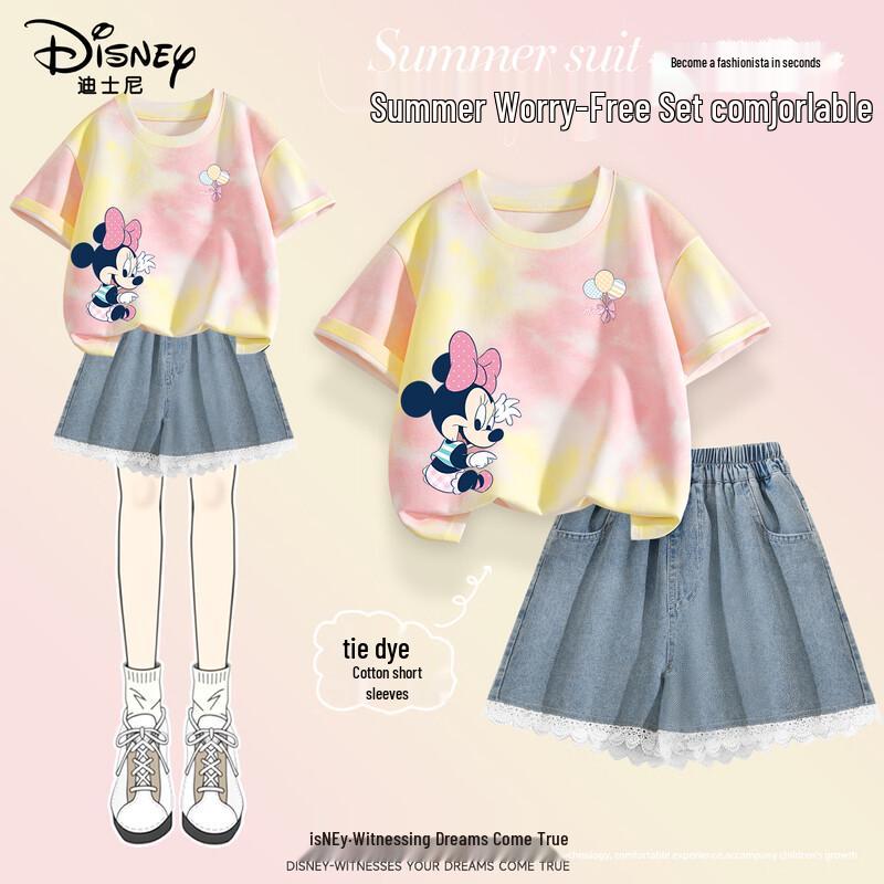 Disney Girls  Short Sleeve T-Shirt & Wide-Leg Jeans Set 110