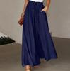 Womens Wide Leg Trousers Summer Culottes Elastic High Waist Flowy Palazzo Trousers Loose Flared Pants with Pockets