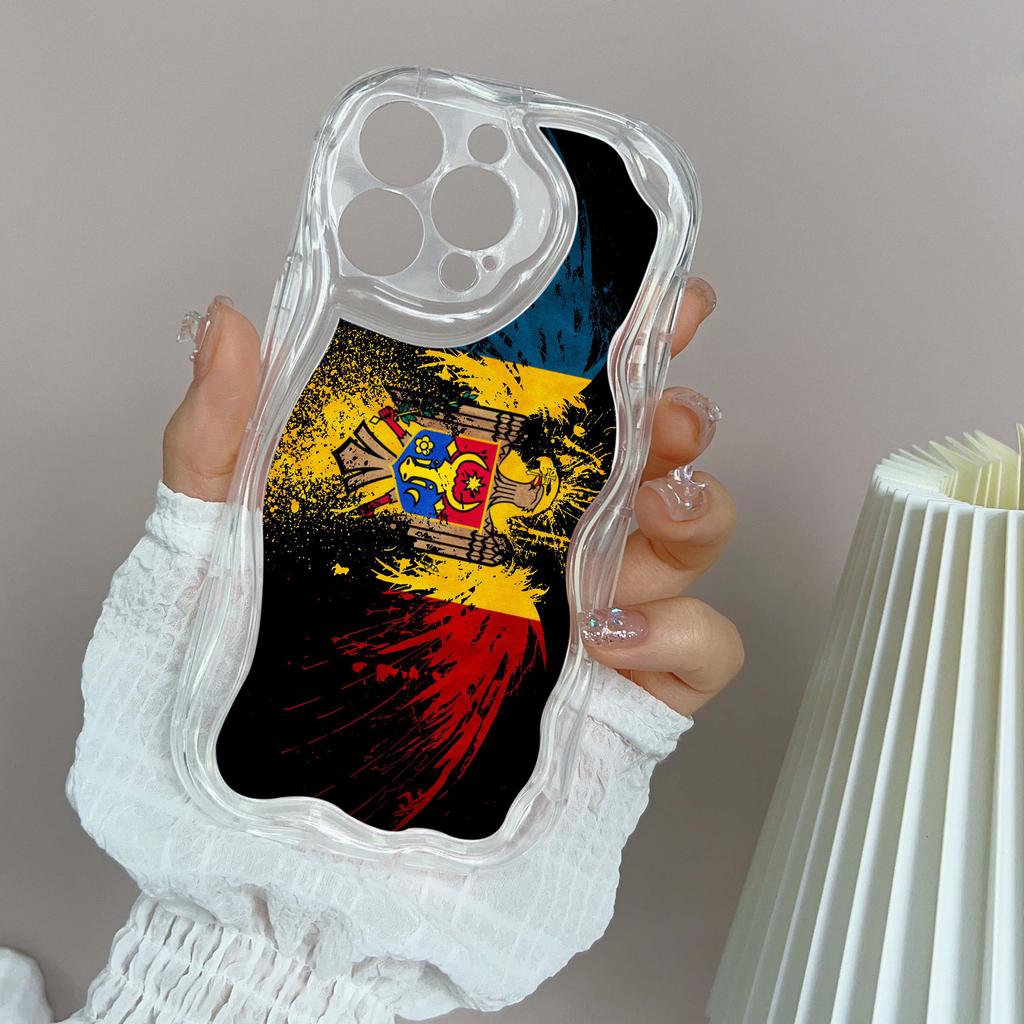 Ae94 Republic of Moldova Flag Protective Phone Cases for Apple iPhone 16 15 14 13 Pro Max 11 12 mini XR 7 8 6s Plus XS Max SE Wave TPU Back Cover