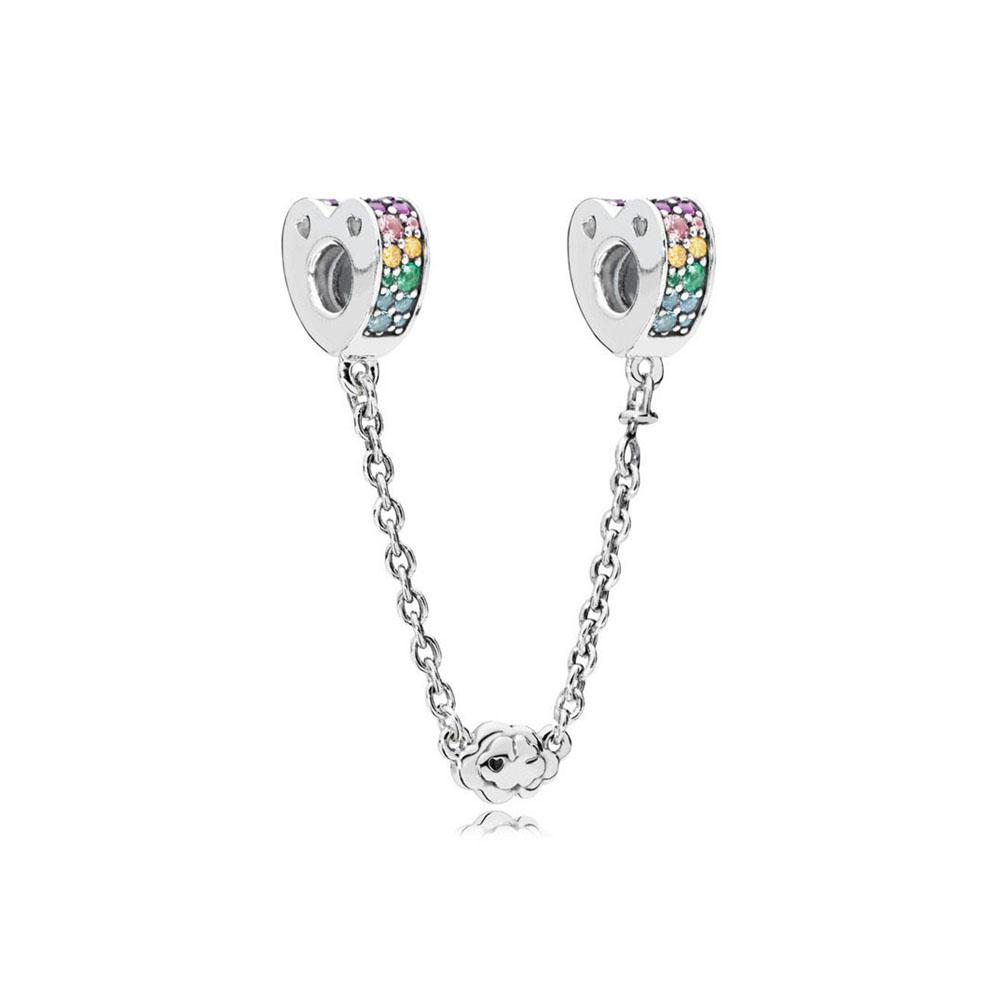 New Plated Copper Moon Star Love Safety Chains Spacer Bead Charm Fit Original Bracelet For Women Diy Jewelry