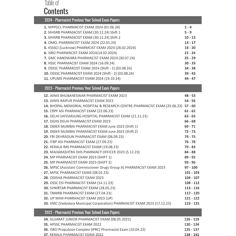 Pharmacist Exam previous year's Solved Papers (2012 to 2024) 8300+ MCQs | PHARMACIST EXAM PREPARATION 2025