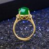 Gold 18k Yellow Gold Open Resizable Rings Fine Natural Emerald Stone For Wedding Engagement Party For Girlfriend &Wife Gifts