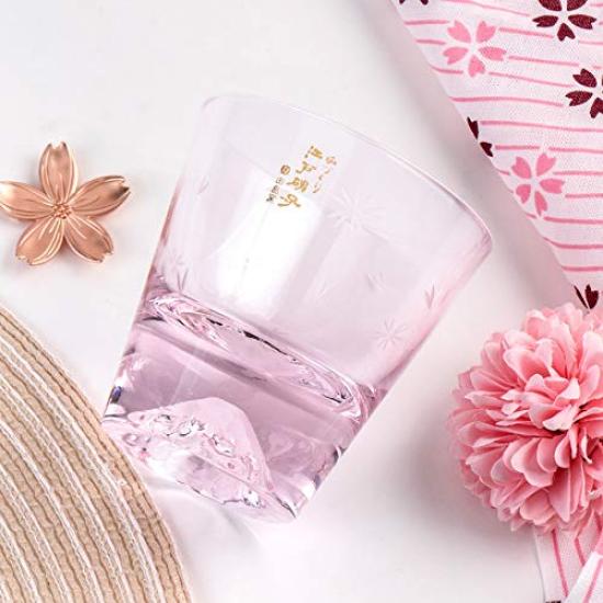 Tajima Glass Fuji Cherry Blossom Rocks Glasses of Souvenir Grand Prix Edo Edo Rocks 60th Overseas Celebration Made in Paulownia Wood Includes Views of