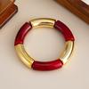 Ingemark 10 Colors Vintage Stackable Resin Bracelets Women Bohemian Round Tube  Leopard Elastic Beaded Bangle New Jewelry Gift